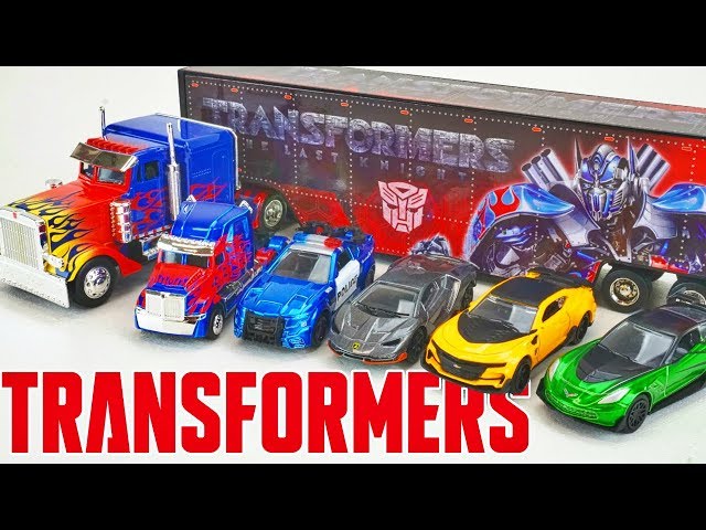 Transformers The Last Knight Optimus Prime Hauler and Diecast Flame Semi Truck Collection