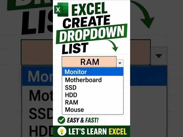 How to Create a Dropdown List in Excel Easily #excel #tutorial #hacks