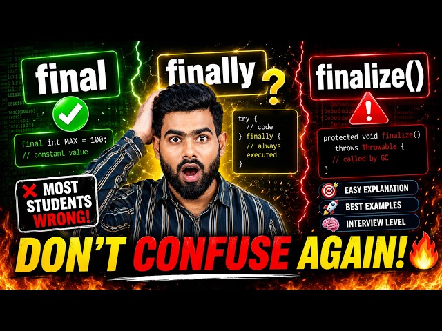 Final vs Finally vs Finalize() in Java Explained 🔥 | Java Interview Questions & Programs