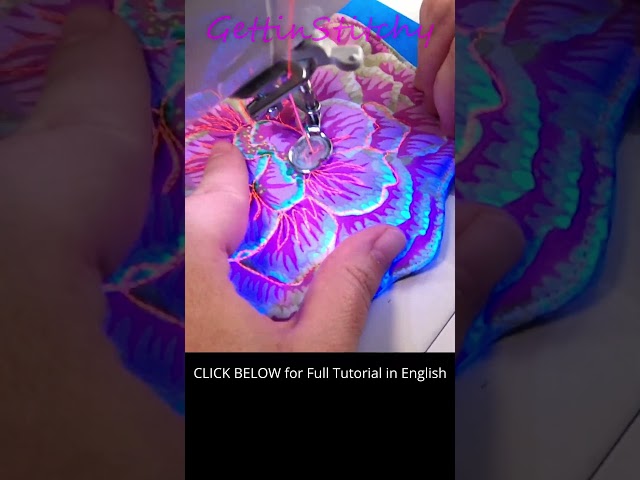 Free motion quilting a flower coaster - Stitchy #shorts