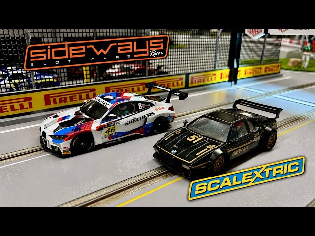 Classic Scalextric BMW M1 to new Sideways Valentino Rossi 40 years..  