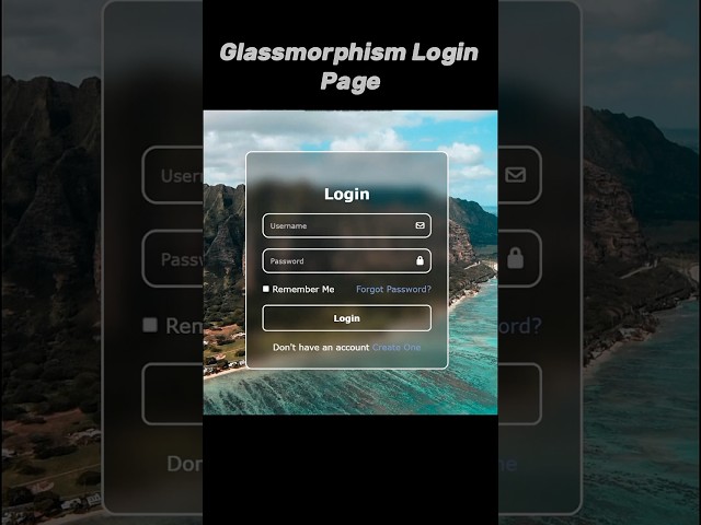 Glassmorphism Login Page with HTML and CSS #shorts