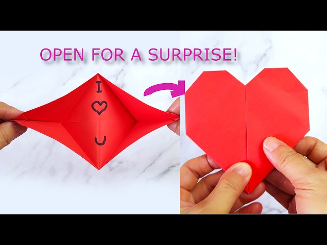 Easy DIY Surprise Handmade Card  | How to Fold a Heart with One Sheet of Paper