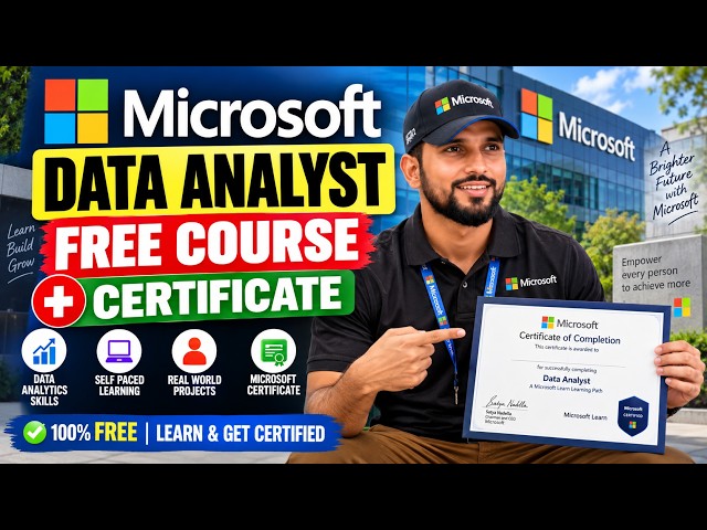 Microsoft Data Analyst FREE Course + Certificate | Learn Data Analytics in 2026 🚀