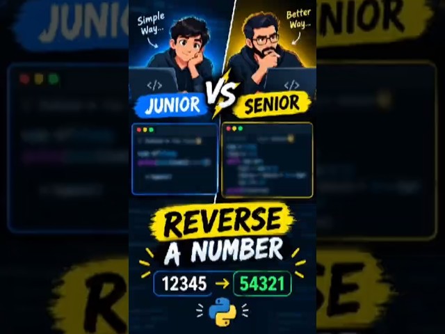 Junior vs Senior Python Developer 😎🤯 | Reverse a Number #shorts #python #viral