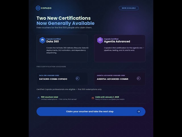 Copado's 2 New Certifications Are Live — Claim Your Free Voucher (First 500 Only)  #salesforce