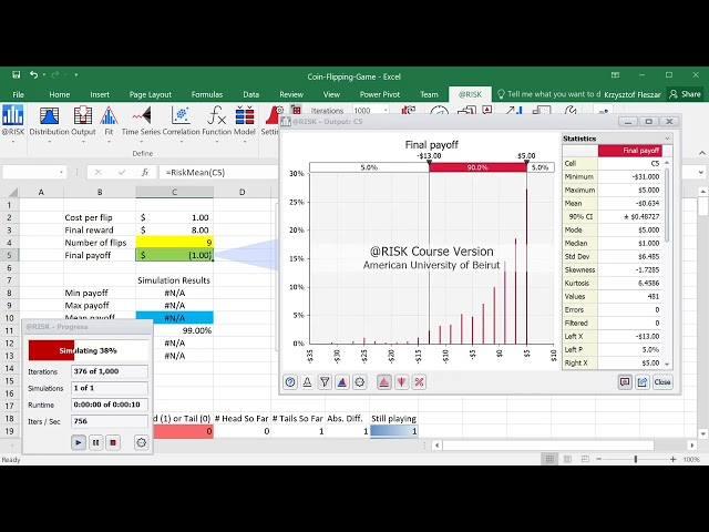 08. Coin Flipping Game - Simulating 1000 iterations and evaluating the game