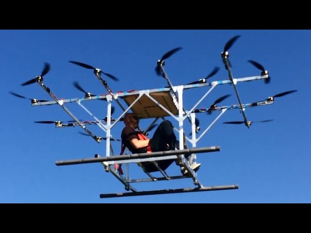 Sky-Hopper - First Manned Flight of Electric Multicopter