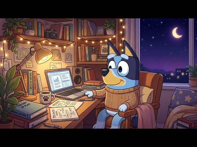 Bluey’s Cozy Night Study Room 🌙  Relaxing Lofi Music for Focus, Study & Deep Concentration