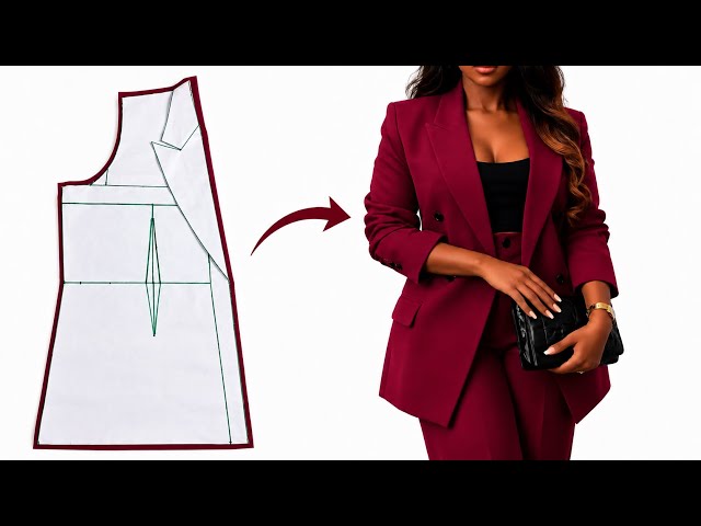 How to Cut a Blazer Jacket with Notched Collar | Easy Pattern Drafting Tutorial 