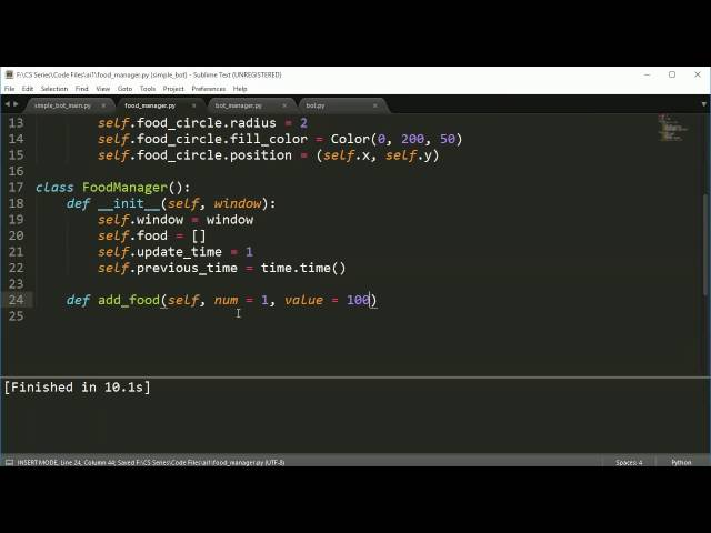 AI Series (Simple Bot 7): Creating the food