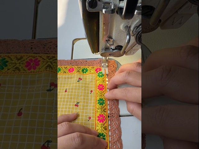 Perfect Border and Lace Attachment Method ✨ Advanced Tailoring Secrets #FabricEdging #SewingHacks