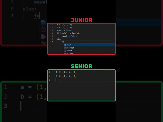 Junior Vs Senior | Noob Vs Pro| Python Developer #python #programming #javascript #webdevelopment
