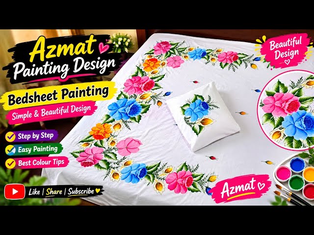 New Design Bedsheet painting tutorial Hand painted Bedsheet Design @AzmatpaintingdesignAZ#azmat 