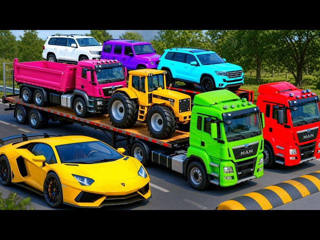 Flatbed Truck McQueen Transportation with Truck Pothole vs Car #52   BeamNG Drive