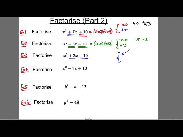 GCSE Revision Video 7 - Factorise (2)