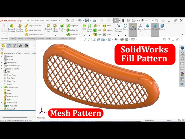 Create Mesh Pattern with SolidWorks Fill Pattern Feature