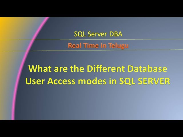 Database User Access Modes in SQL SERVER