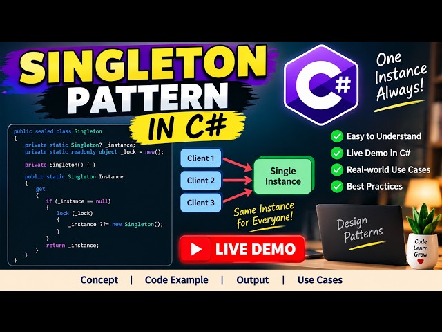 Singleton Design Pattern in C# | Singleton Pattern Explained with Real Code Example | .NET