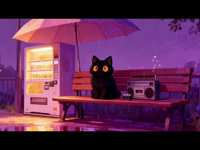 Waiting at the Bus Stop ☔ Old School Lofi Hiphop [Rain on Umbrella Sounds]