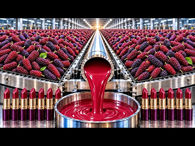 Thousands of Purple Mulberries Turned Into Luxury Berry Lipstick.  Full Factory Process