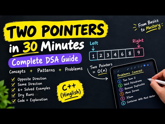 Two Pointers Pattern in 30 Minutes | Complete DSA Guide with Problems | C++