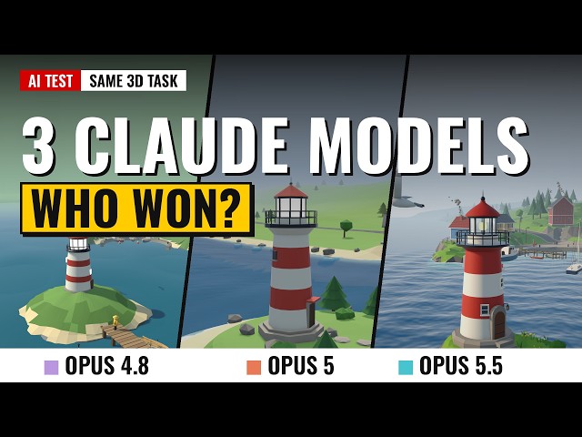 Same brief, 3 Claude models: who built the best 3D island? Opus 4.8 vs 5 vs 5.5