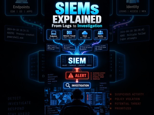 What Is a SIEM? Explained Simply #networking #programming #it #cs #cybersecurity #siem #soc