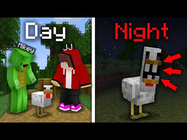 JJ and Mikey Found a CHICKEN DWELLER at NIGHT in Minecraft !? Maizen