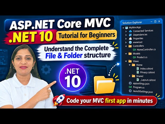 ASP.NET Core MVC .NET 10 Tutorial for Beginners | Build Your First MVC App + Solution Explorer