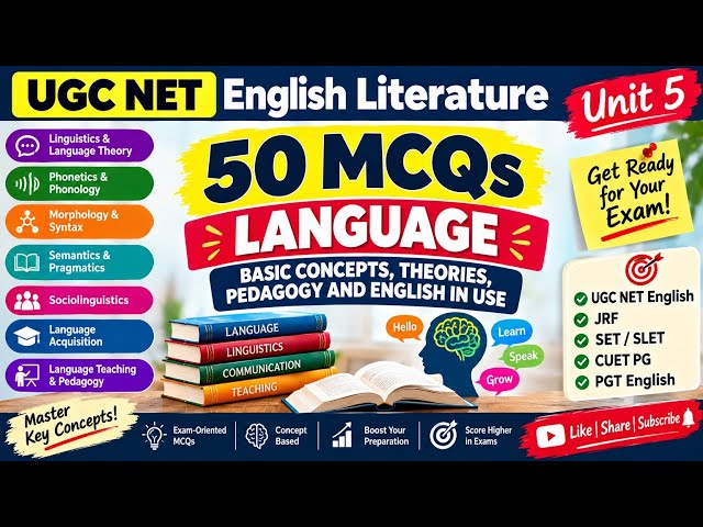 Unit 5 English Literature UGC NET | Language, Theory, Pedagogy and English in Use | JRF, TGT, CUETPG