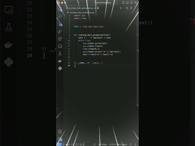 Running text animation in Python 💨 #shorts #coding #programming #shortsvideo