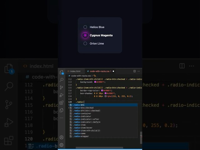 Css Animated Radio Button UI | Pure CSS #shorts  #coding #frontendcourse #cssanimation #csstutorial