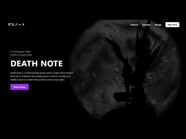Death Note Landing Page using HTML & CSS