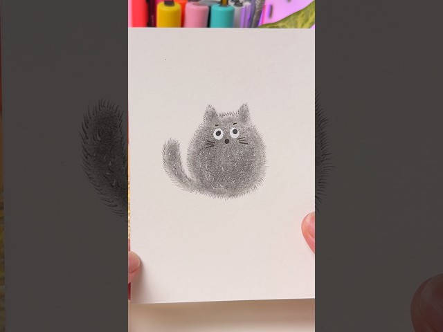 Creative Art Hack for Drawing a Cat #shorts