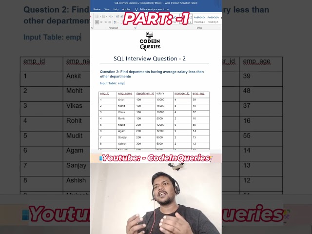 SQL Interview Questions ❓#sql #shorts #viral #video #data
