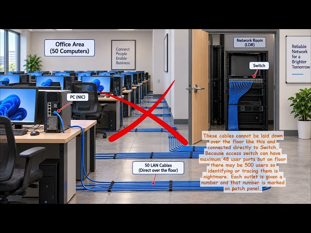 Data Center Series - Part 2 - LAN Cables between office desk and local data room |🌐  IT & Networking
