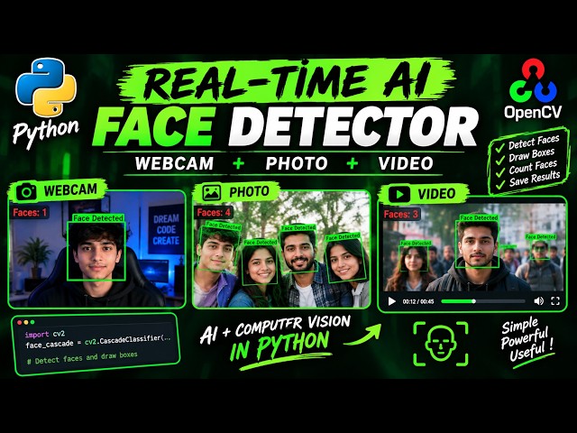 AI Face Detector in Python 🔥 Webcam + Photo + Video | Full Project 2026