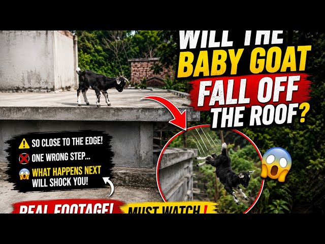 Will the Baby Goat Fall Off the Roof? 😱 Wait for the Ending!