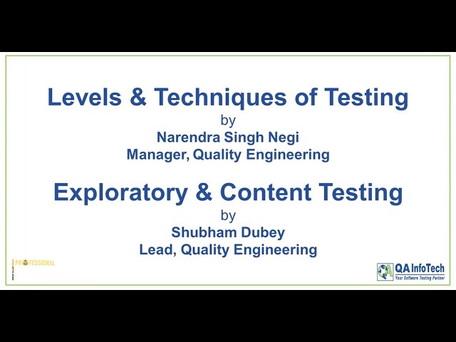 Levels & Techniques of Testing Training Session by QA InfoTech