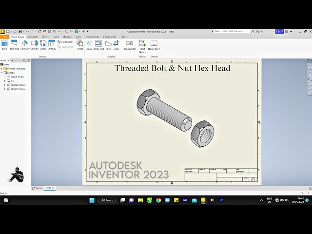 Threaded Bolt and Nut Hex Head | Autodesk Inventor 2023 | 3d modelling | Intermediate Tutorial