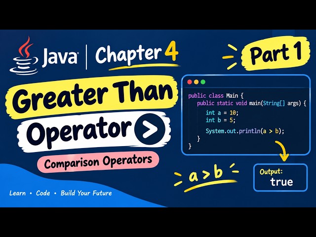 Java Chapter 4 Part 1 | Greater Than Operator in Java | Comparison Operators