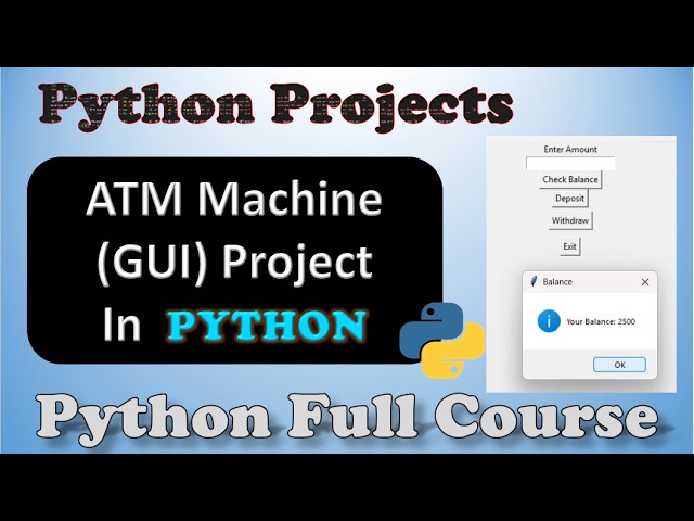 Python Mini Projects | ATM Machine Python Project | GUI Design.