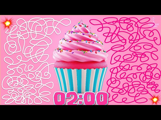 2 MINUTE Timer - PINK CUPCAKE BOMB 🧁​💣 Classroom Countdown With Music