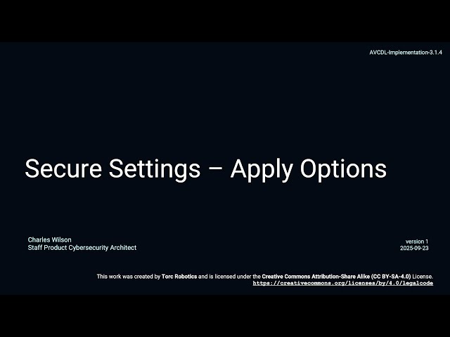 AVCDL secure settings - apply options