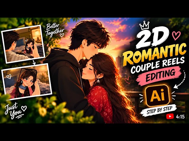 2D Romantic Couple Reels ❤️ | AI Cartoon Style Video Editing | 2D Animation Tutorial