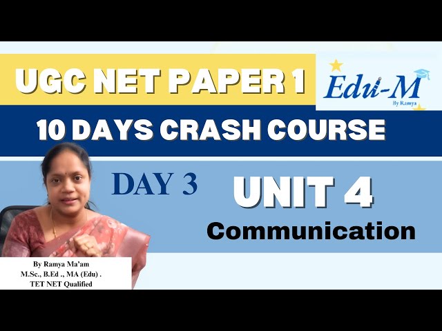 UGC NET Paper 1| Day 3 | Intensive 10 day Crash Course | UNIT 4 | Communication | DEC 2025 | Tamil