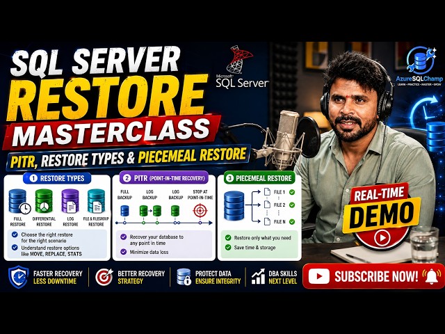 🎯SQL Server Restore Masterclass | PITR, Restore Types & Piecemeal Restore | Real-Time Demo🔥