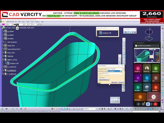 Pulling Cup of Door Panel DAY 4 | Master Section & Plastic Fixation | CATIA | MNC OEM Method