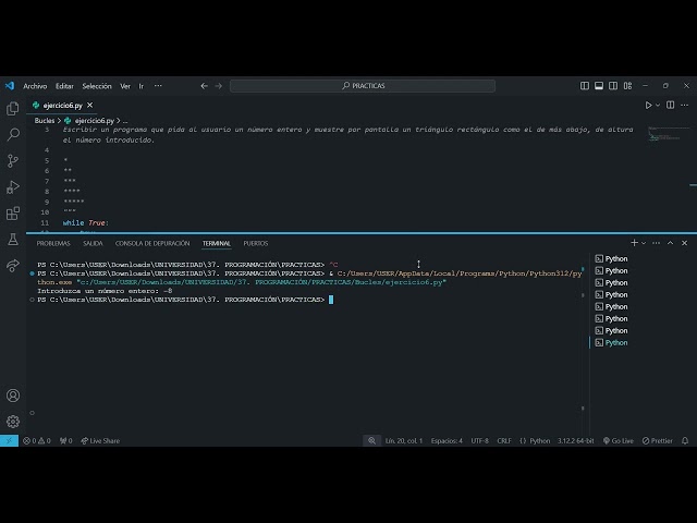 EJERCICIO 6 - BUCLES EN PYTHON: BUCLE FOR Y WHILE📚🐍